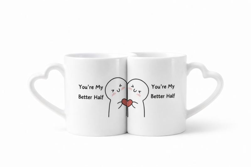 Bộ đôi quai tim trụ có thiết kế độc đáo và đẹp mắt. Ly có thiết kế toàn bộ được phủ một lớp men trắng. Thân ly được thiết kế gắn quai nhỏ hình 3/4 trái tim trên mỗi ly.