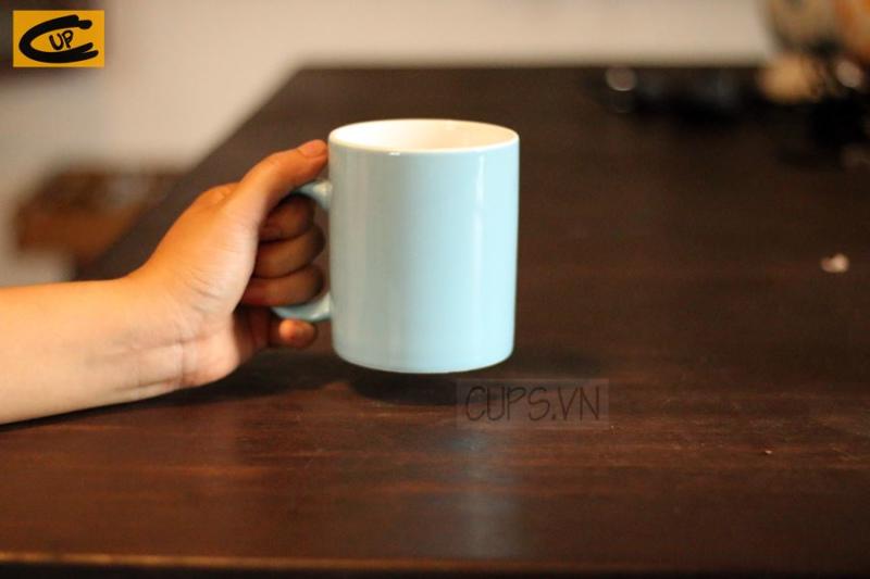 COLOR CYLINDER CERAMIC MUG WITH WHITE CERAMIC LAYER INSIDE