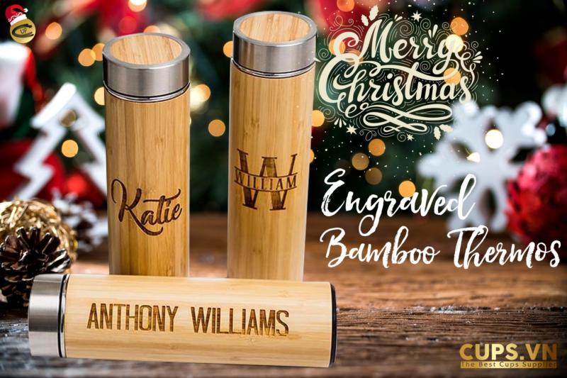 The meaningful Christmas gift - engraved bamboo thermos