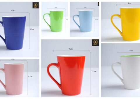 Ly men màu dáng vát cao có nhiều tùy chọn với các gam màu độ, vàng, cam, trắng xanh...