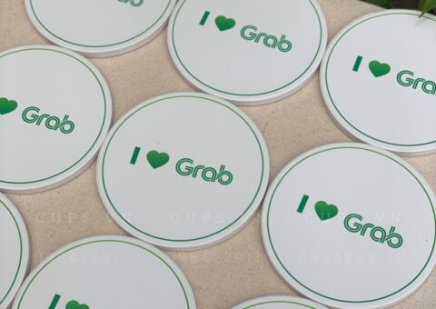 Lót ly custom cao cấp in logo Grab sắc nét tại Cups.vn