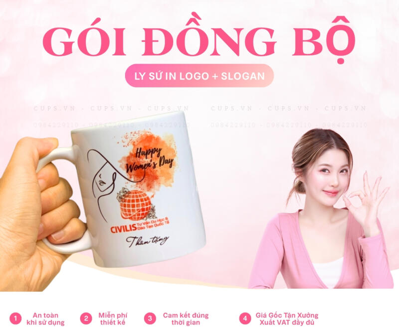 Quà tặng 20/10 - Gói đồng bộ "In logo + Slogan công ty"
