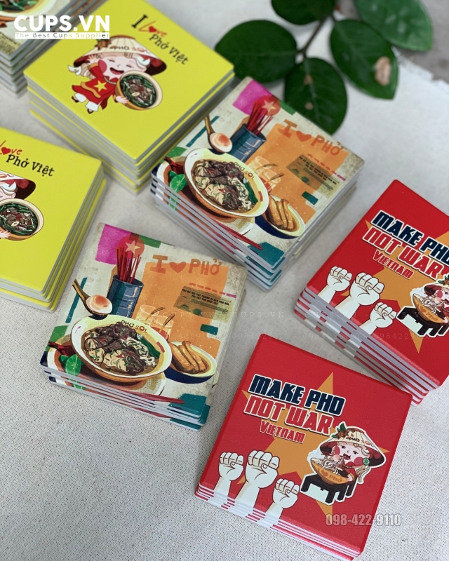 Phở Sol thiết kế lót ly gốm đầy bắt mắt