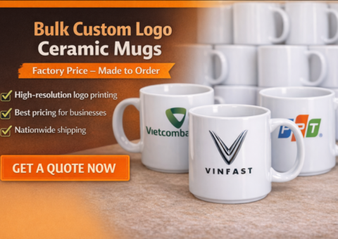 Custom logo ceramic mugs in bulk for corporate branding and promotional use