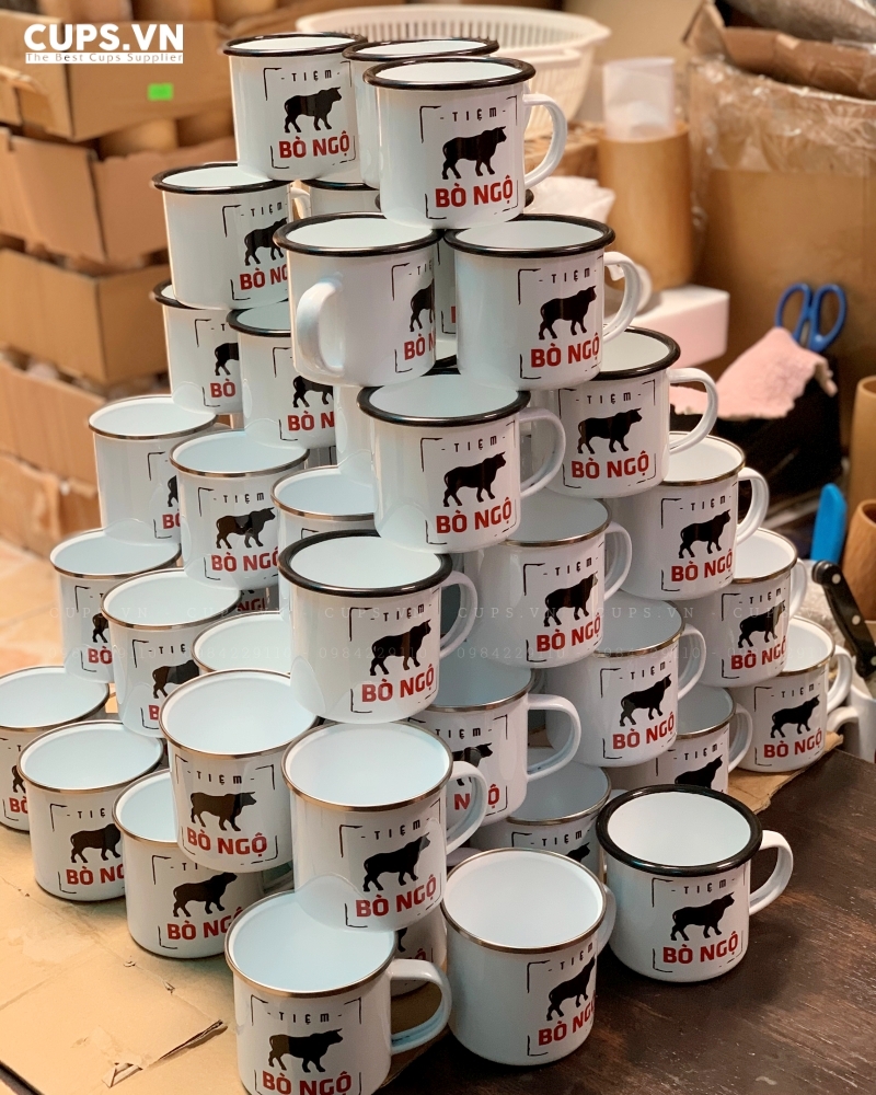 Ly Sắt Tráng Men Viền Đen – Phong Cách Vintage Bền Bỉ