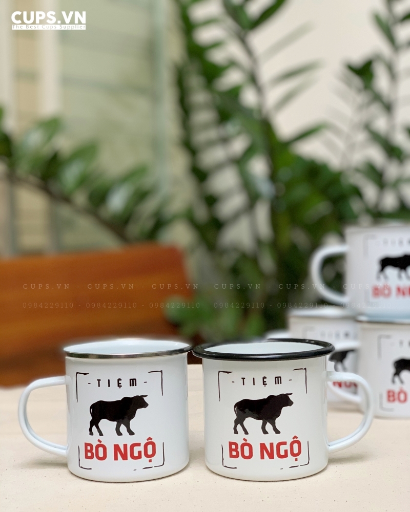 Cups.vn nhận in Ly Sắt Tráng Men Viền Đen dù chỉ một chiếc