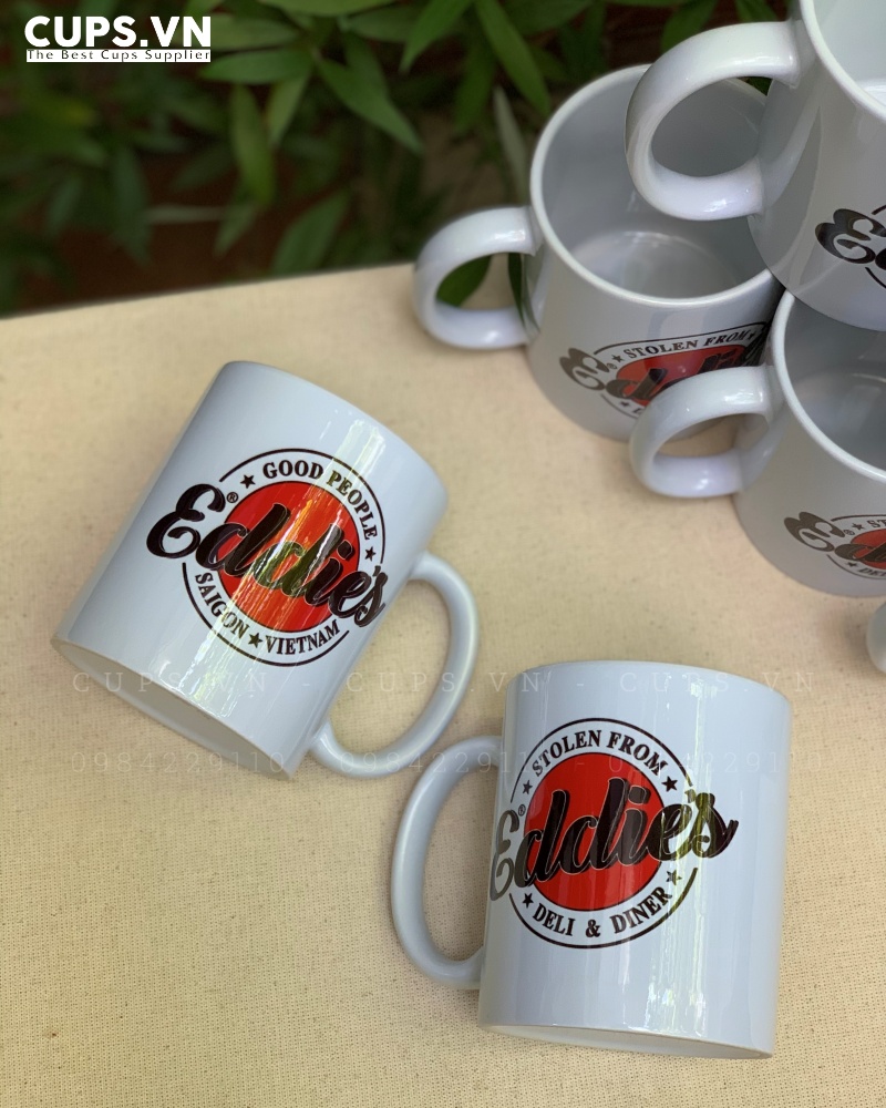 Ly Sứ EDDIE’S Được Sản Xuất Tại Cups.vn – Ly Sứ In Logo Chất Lượng