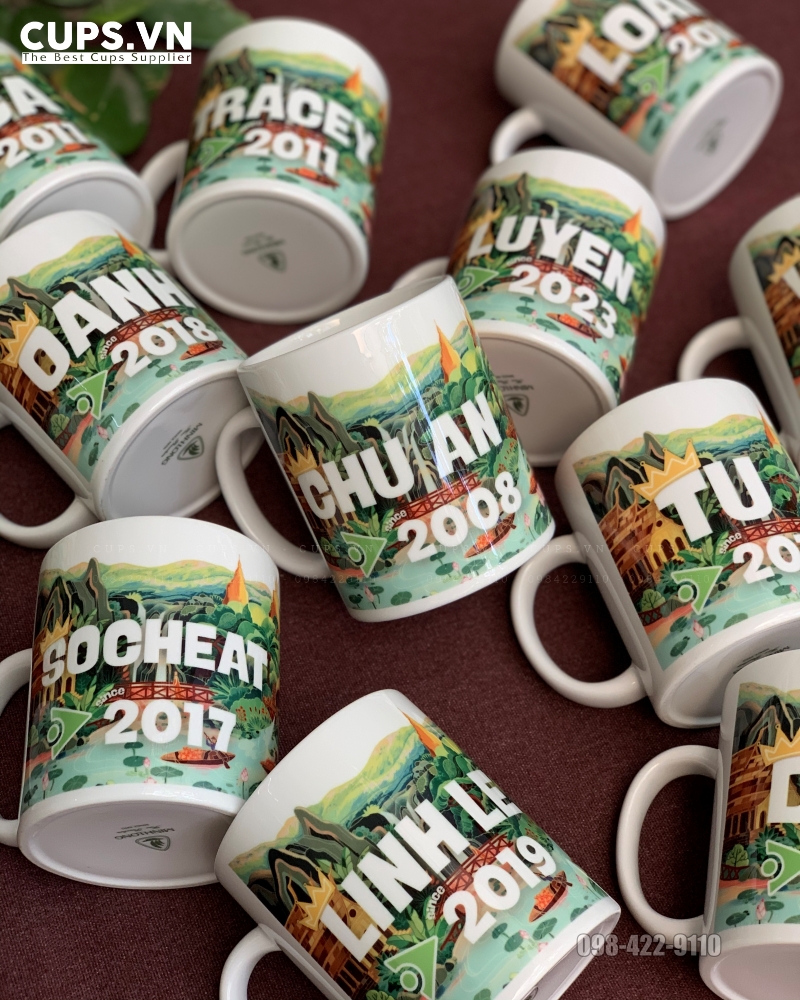 Custom ceramic mugs designed for employee appreciation programs