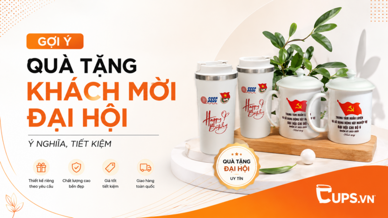 Việc lựa chọn quà tặng khách mời đại hội không chỉ thể hiện sự trân trọng đối với người tham dự mà còn góp phần xây dựng hình ảnh chuyên nghiệp cho đơn vị tổ chức. Những món quà thiết thực như ly sứ in logo, ly tre khắc laser, bình giữ nhiệt hoặc bộ quà tặng cao cấp đều mang giá trị sử dụng lâu dài và giúp thương hiệu được ghi nhớ mỗi ngày. Trong bài viết này, Cups.vn gợi ý Top 4 quà tặng khách mời đại hội được nhiều doanh nghiệp, cơ quan, tổ chức và đơn vị hành chính ưu tiên lựa chọn nhờ tính thẩm mỹ, chi phí hợp lý và khả năng quảng bá thương hiệu hiệu quả.